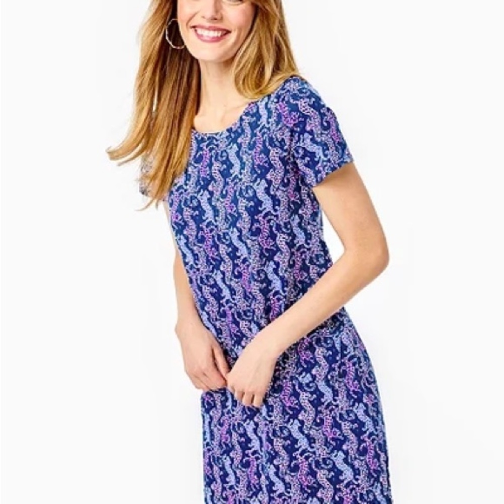 Lilly Pulitzer Navy and Pink Patterned Dress
